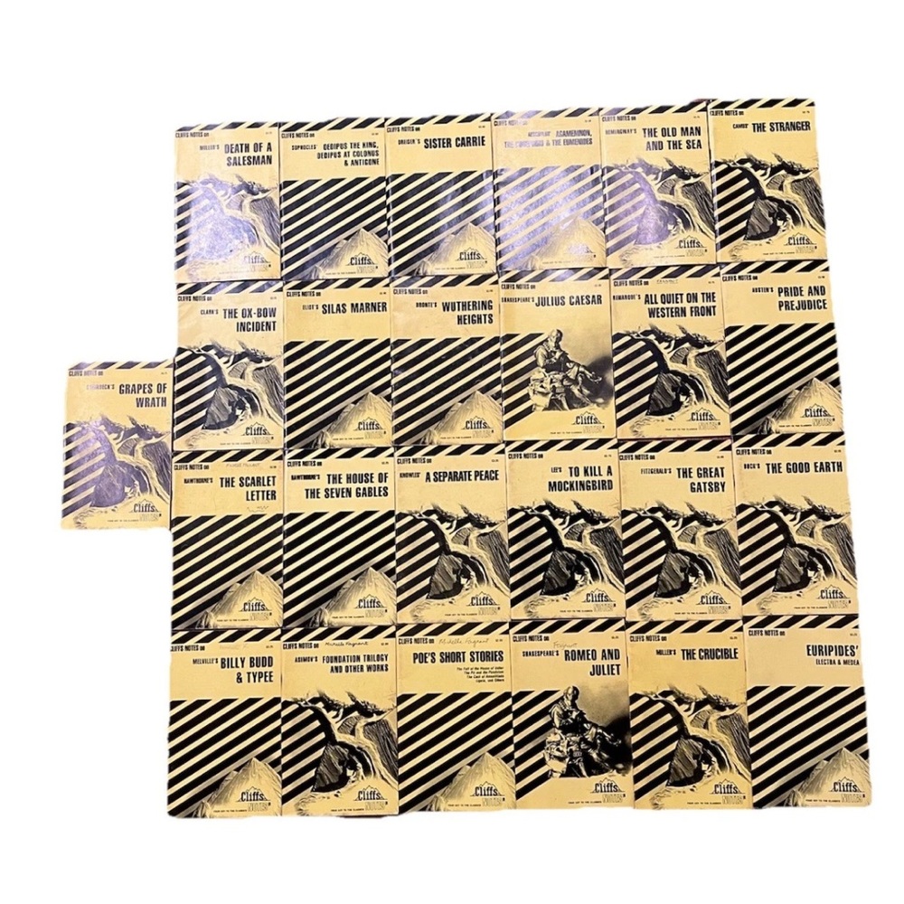 Vintage Cliff Notes Book Booklet Lot Education Study Reading Set‎ 25 Classic